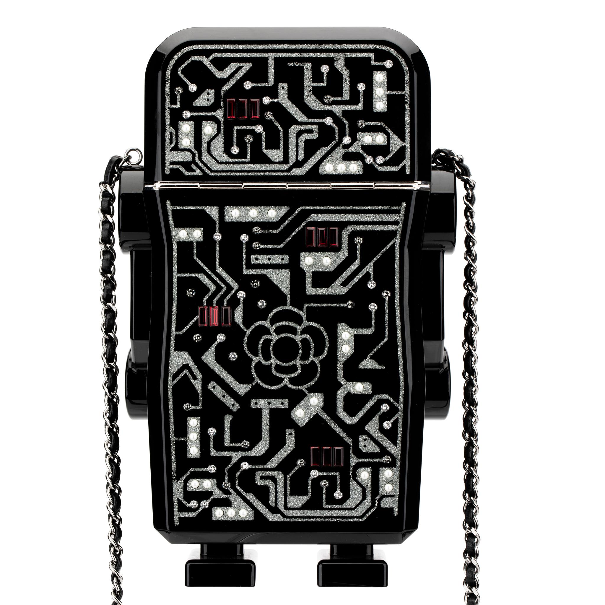 Chanel Minaudière Limited Edition Robot Silver-Tone Hardware In Excellent Condition For Sale In Sydney, New South Wales
