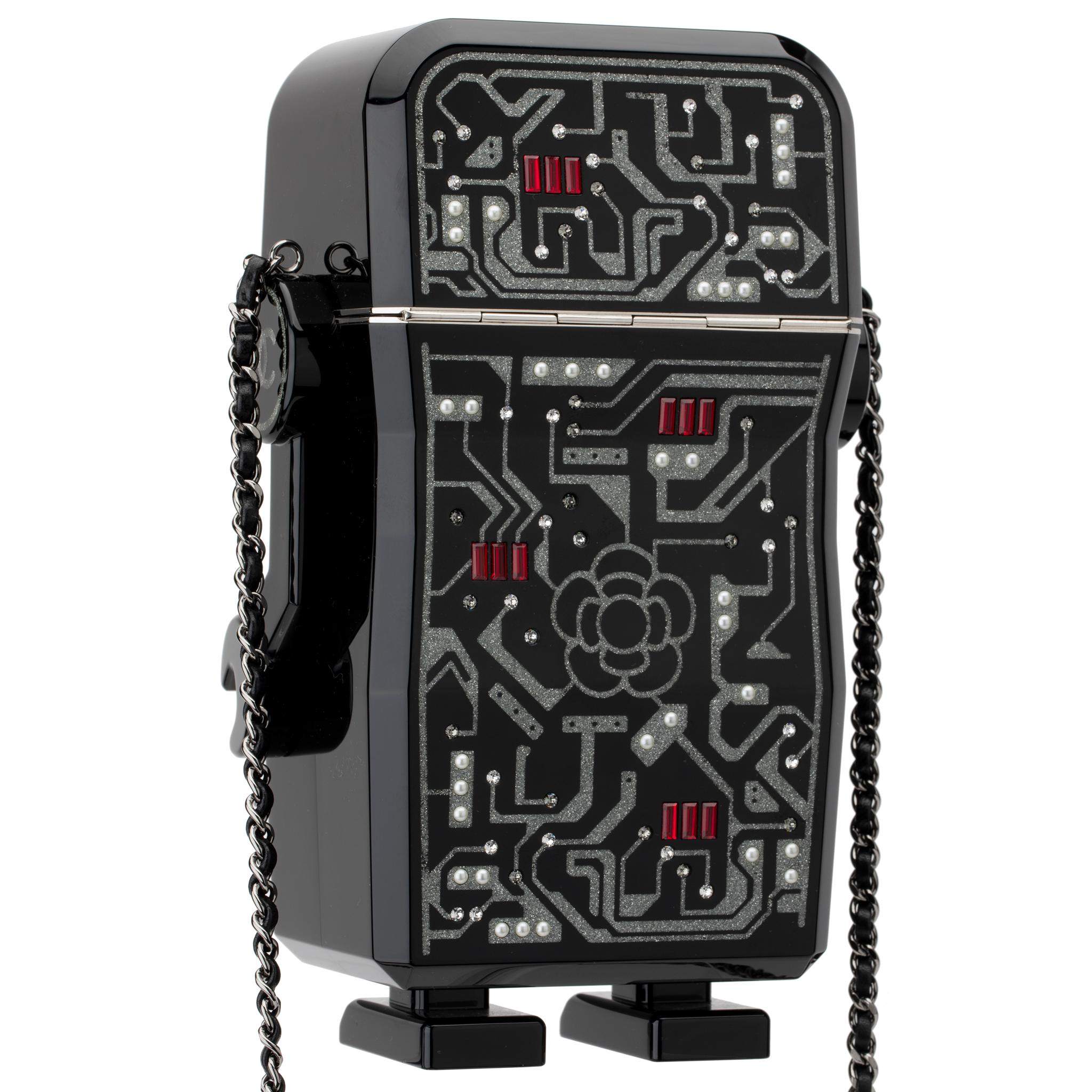 Chanel Minaudière Limited Edition Robot Silver-Tone Hardware For Sale 1