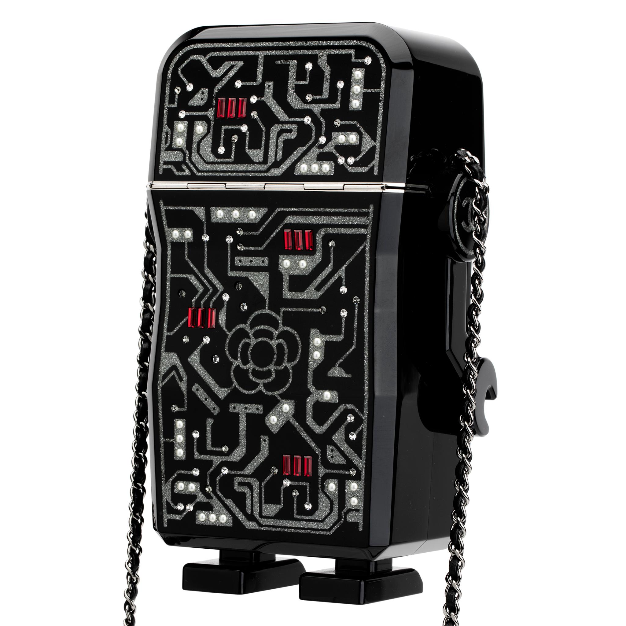 Chanel Minaudière Limited Edition Robot Silver-Tone Hardware For Sale 2