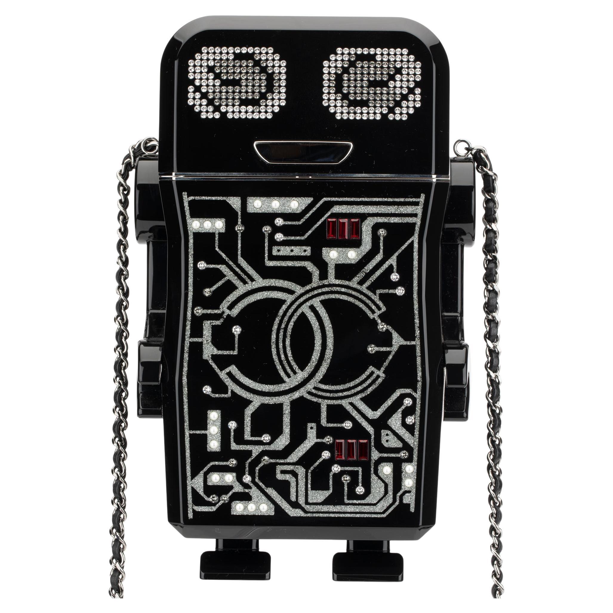 Chanel Minaudière Limited Edition Robot Silver-Tone Hardware For Sale