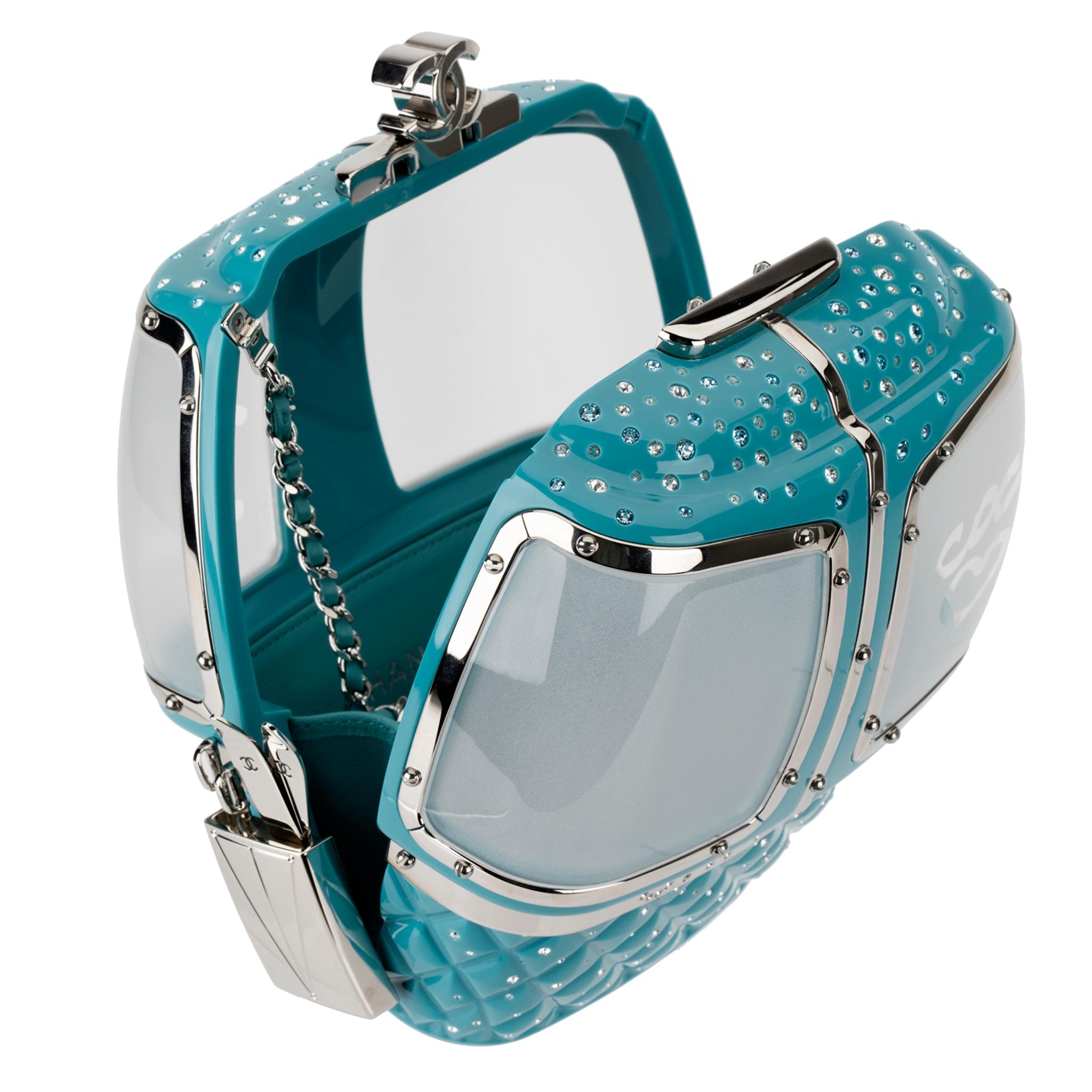 Chanel Minaudière Limited Edition Turquoise Snow Gondola Silver-Tone Hardware 8