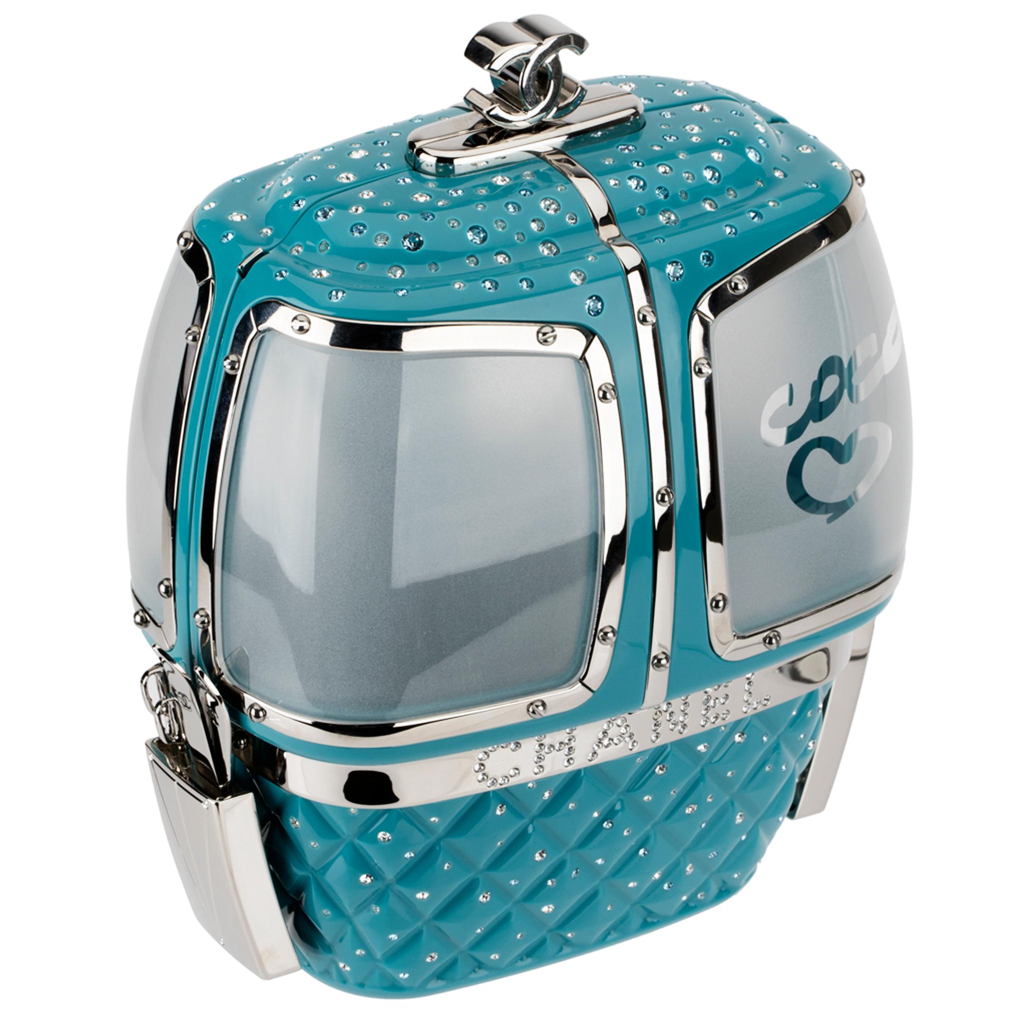 Chanel Minaudière Limited Edition Turquoise Snow Gondola Silver-Tone Hardware 4