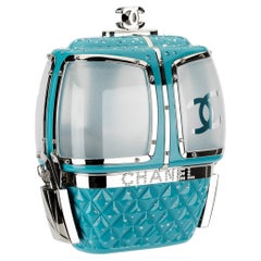 Chanel Minaudière Limited Edition Turquoise Snow Gondola Silver-Tone Hardware