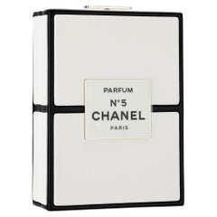 Chanel *RARE* No.5 Perfume Box Evening White Black Clutch Lambskin