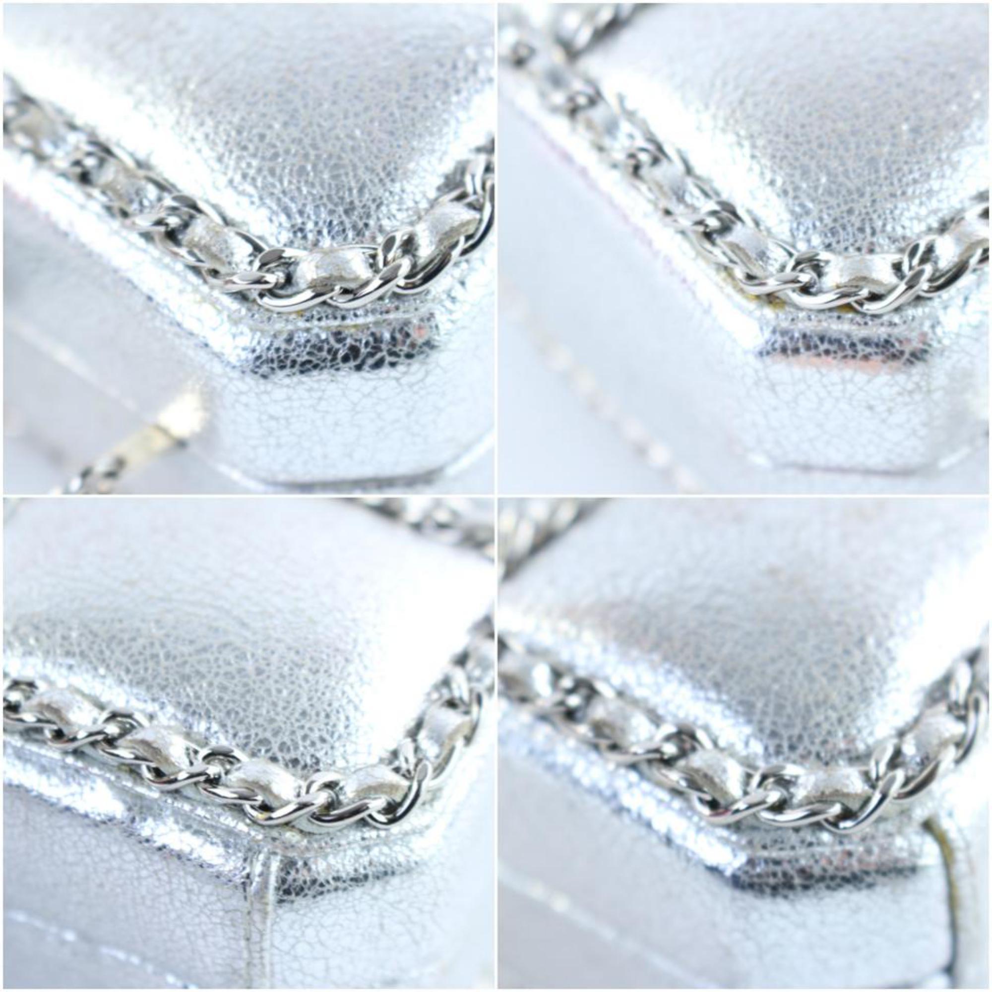 Chanel Minaudière Metallic 1cr0115 Silver Leather Cross Body Bag For Sale 8