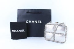 Chanel Minaudière Metallic 1cr0115 Silver Leather Cross Body Bag