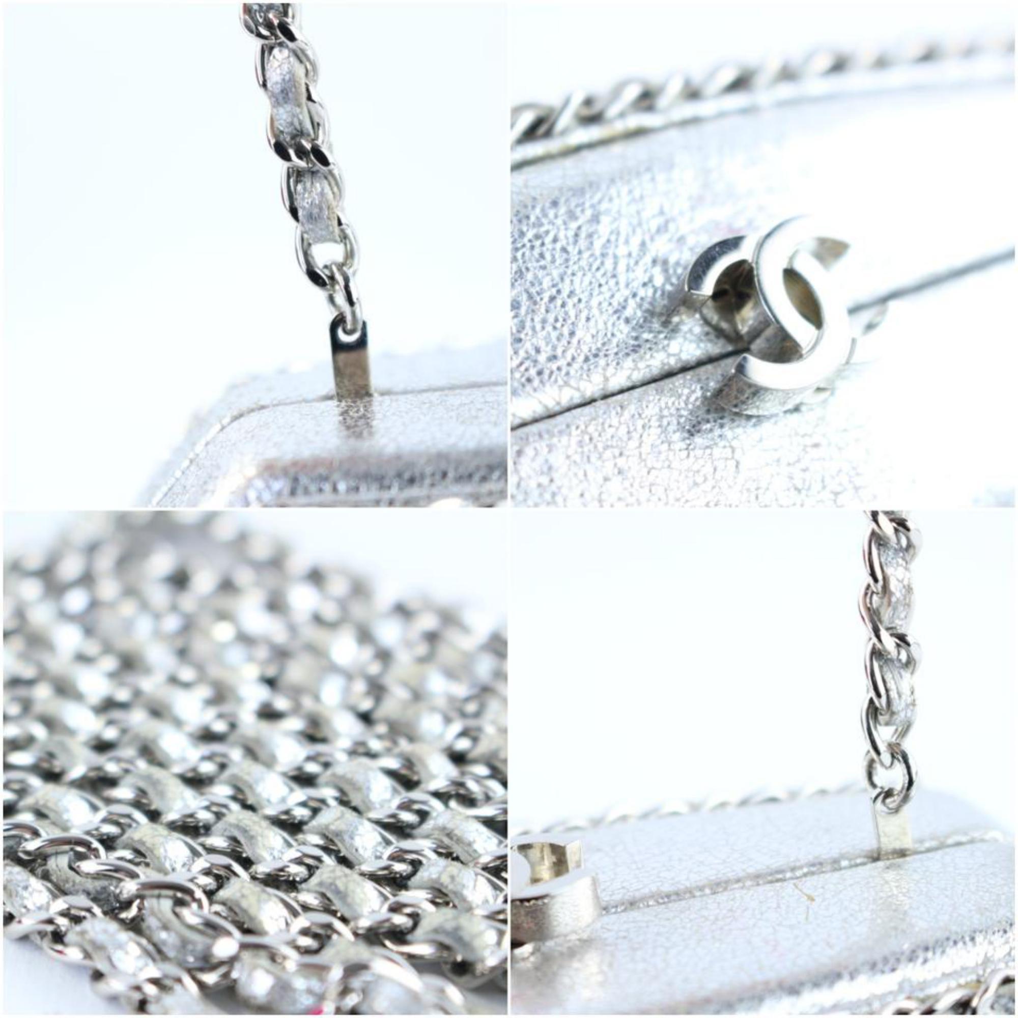 Chanel Minaudière Metallic 1cr0115 Silver Leather Cross Body Bag For Sale 1