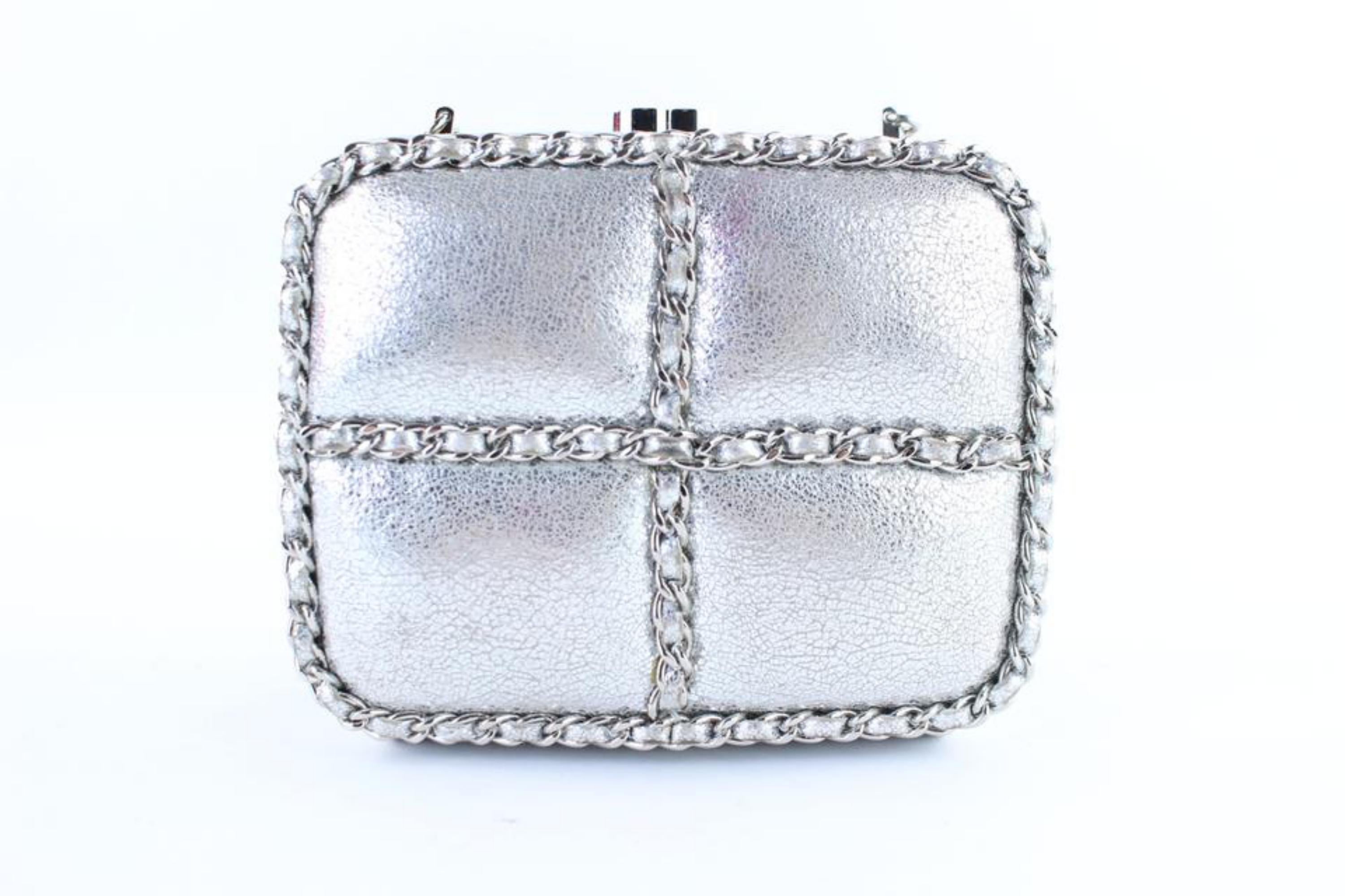 Chanel Minaudière Metallic 1cr0115 Silver Leather Cross Body Bag For Sale 5