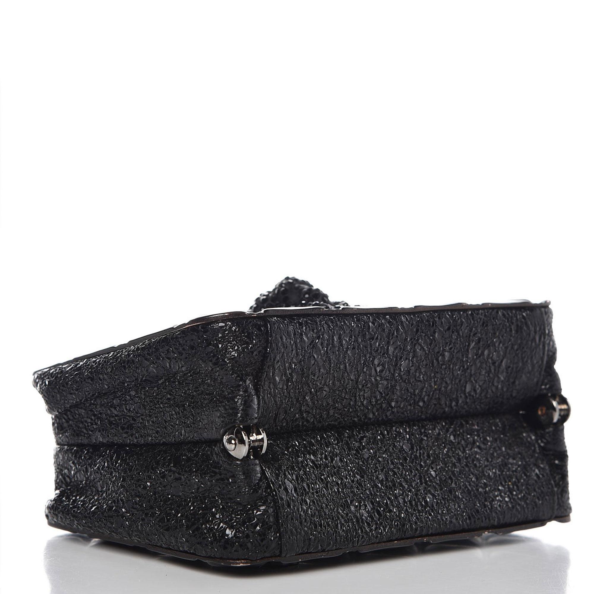 Chanel Minaudière Moscow Leo Runway Rare So Black Charcoal Grey Metal Clutch In Good Condition For Sale In Miami, FL