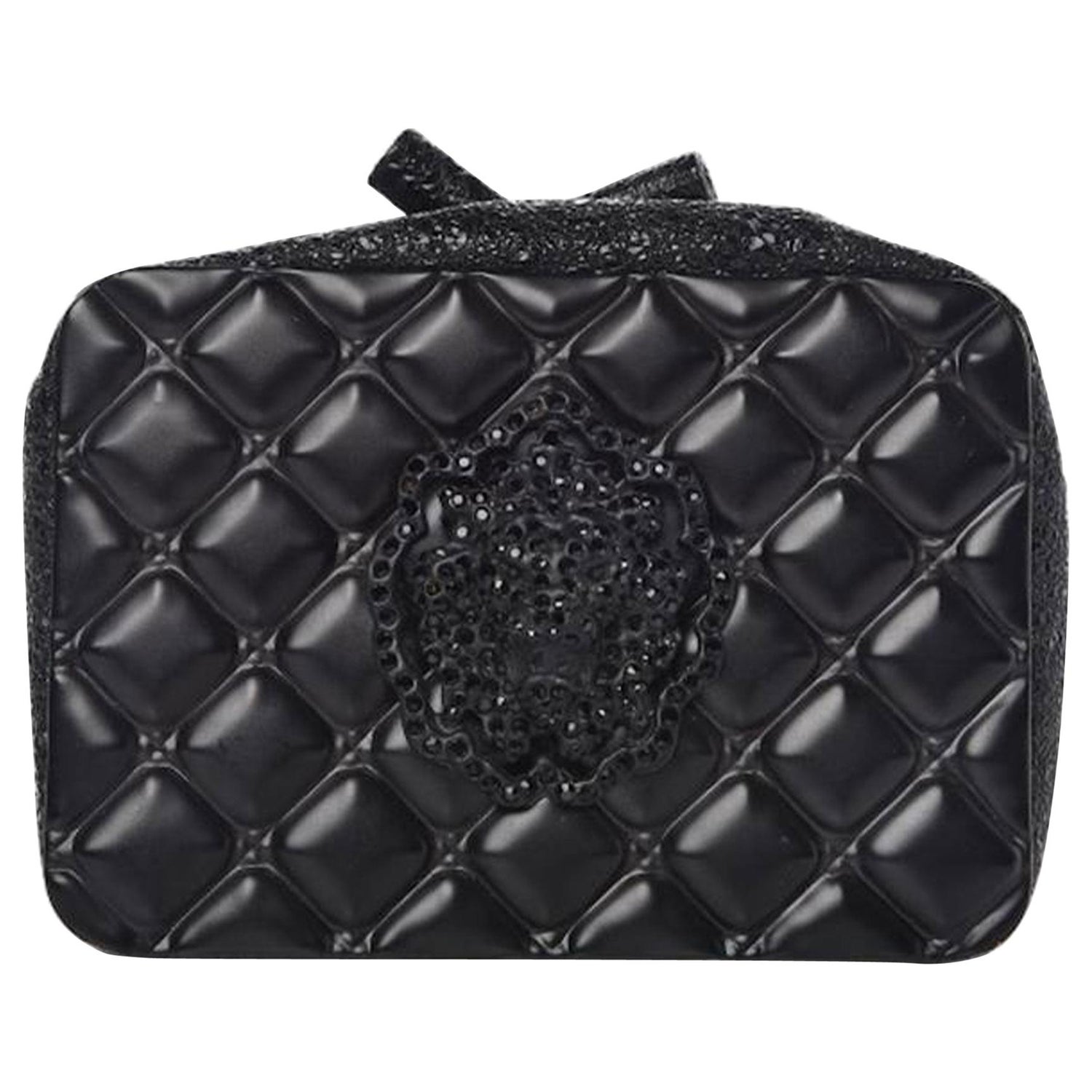 Chanel Spring 2007 Limited Edition Charm Rare Black Leather Clutch For Sale  at 1stDibs