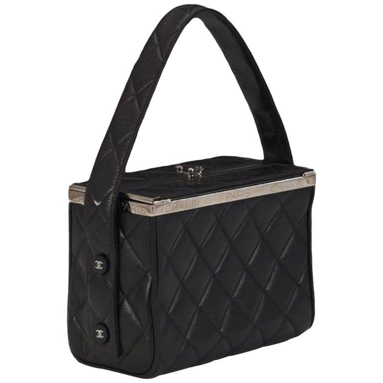 Chanel Minaudière Tote Bag Clutch Mini Vanity Black Calfskin Leather