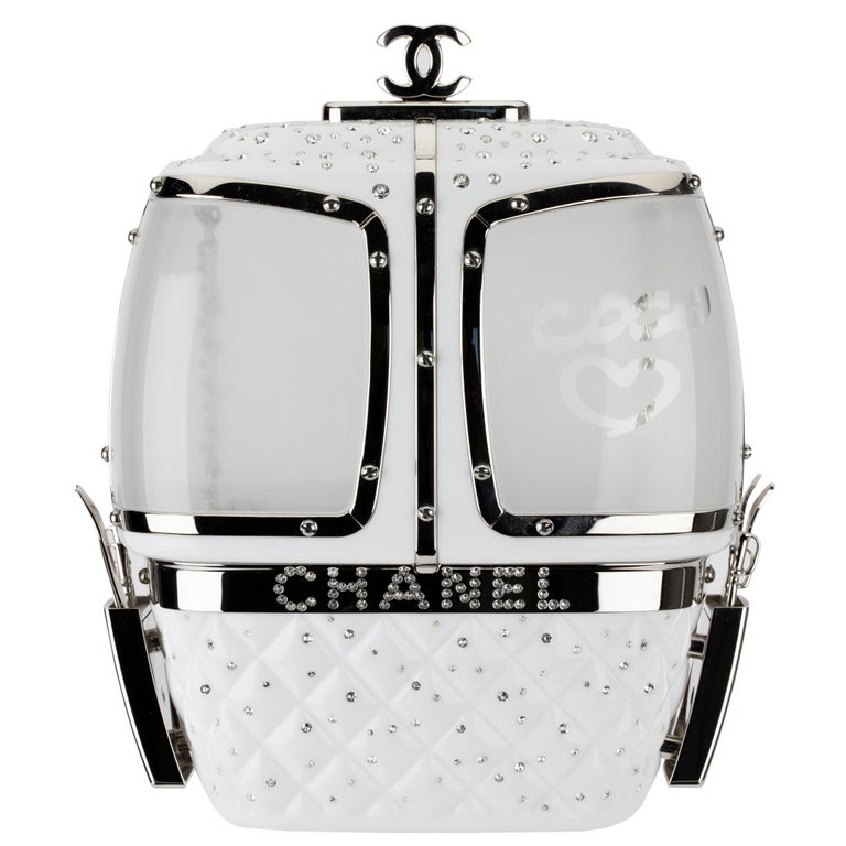 Chanel Minaudière White Snow Gondola Silver-Tone Hardware at 1stDibs