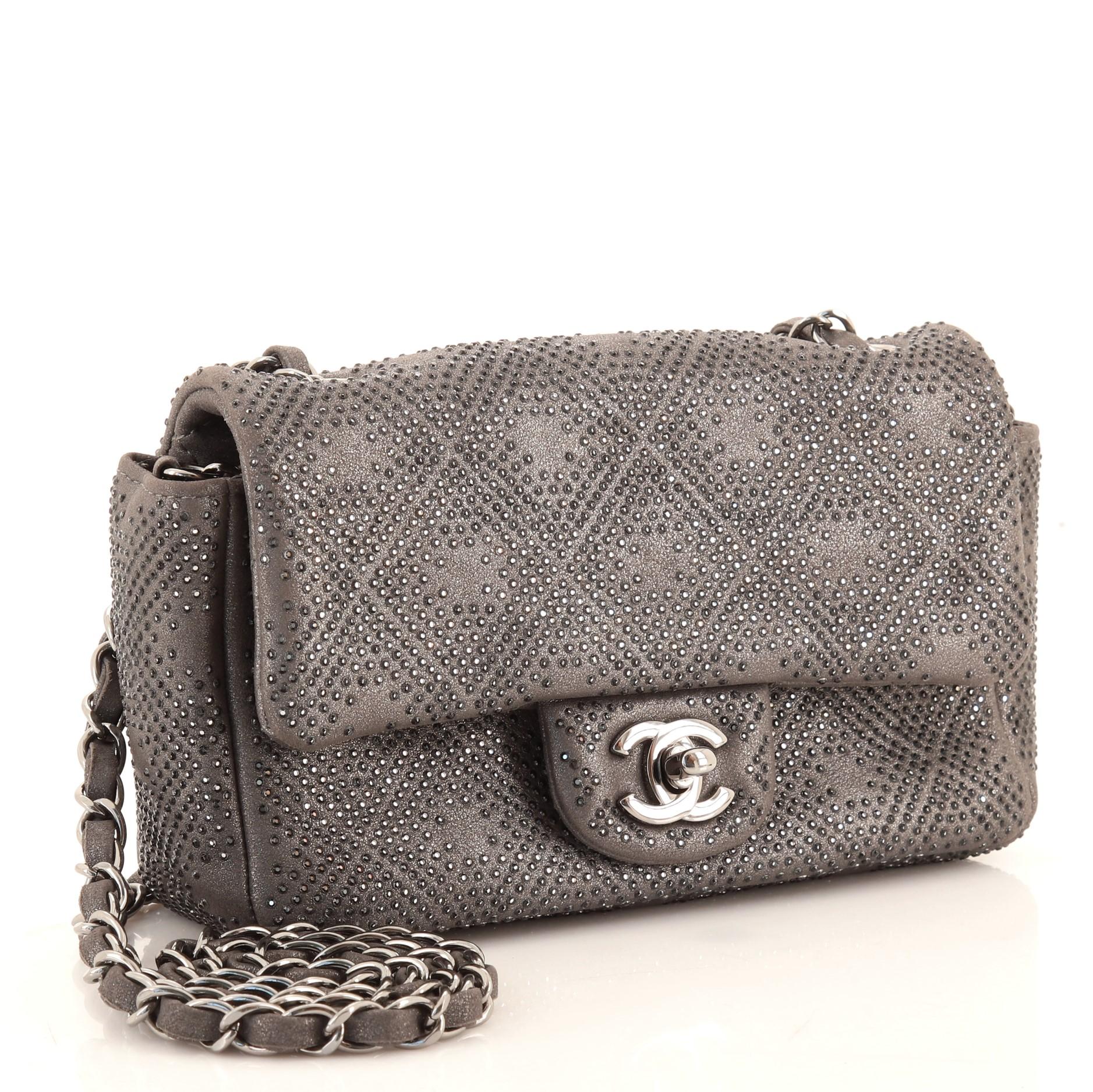 Gray Chanel Mineral Nights Crossbody Bag Strass Embellished Leather Mini