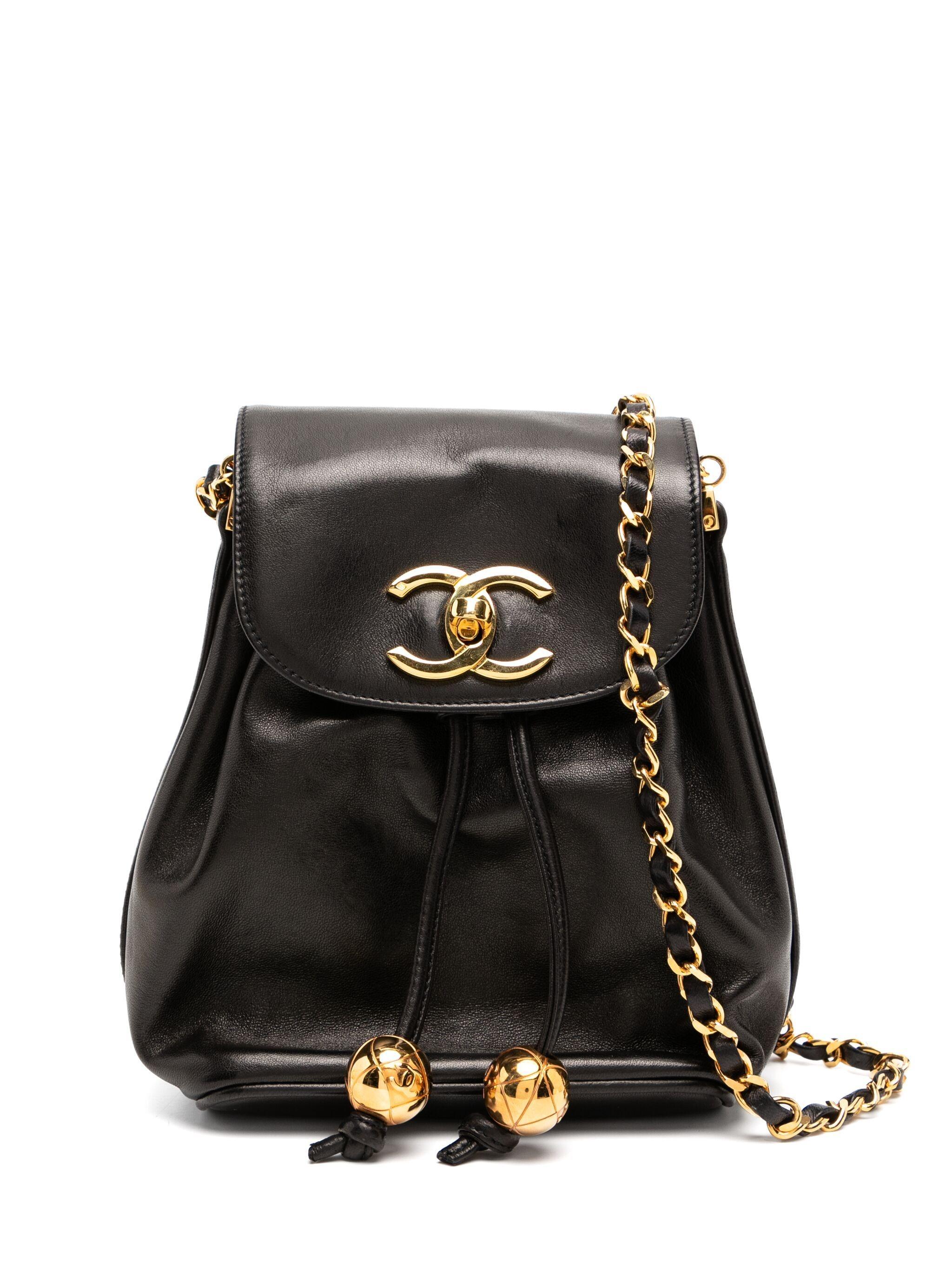 Black Chanel Mini 1994 Lambskin Rare Vintage Classic Flap Drawstring Crossbody Bag For Sale