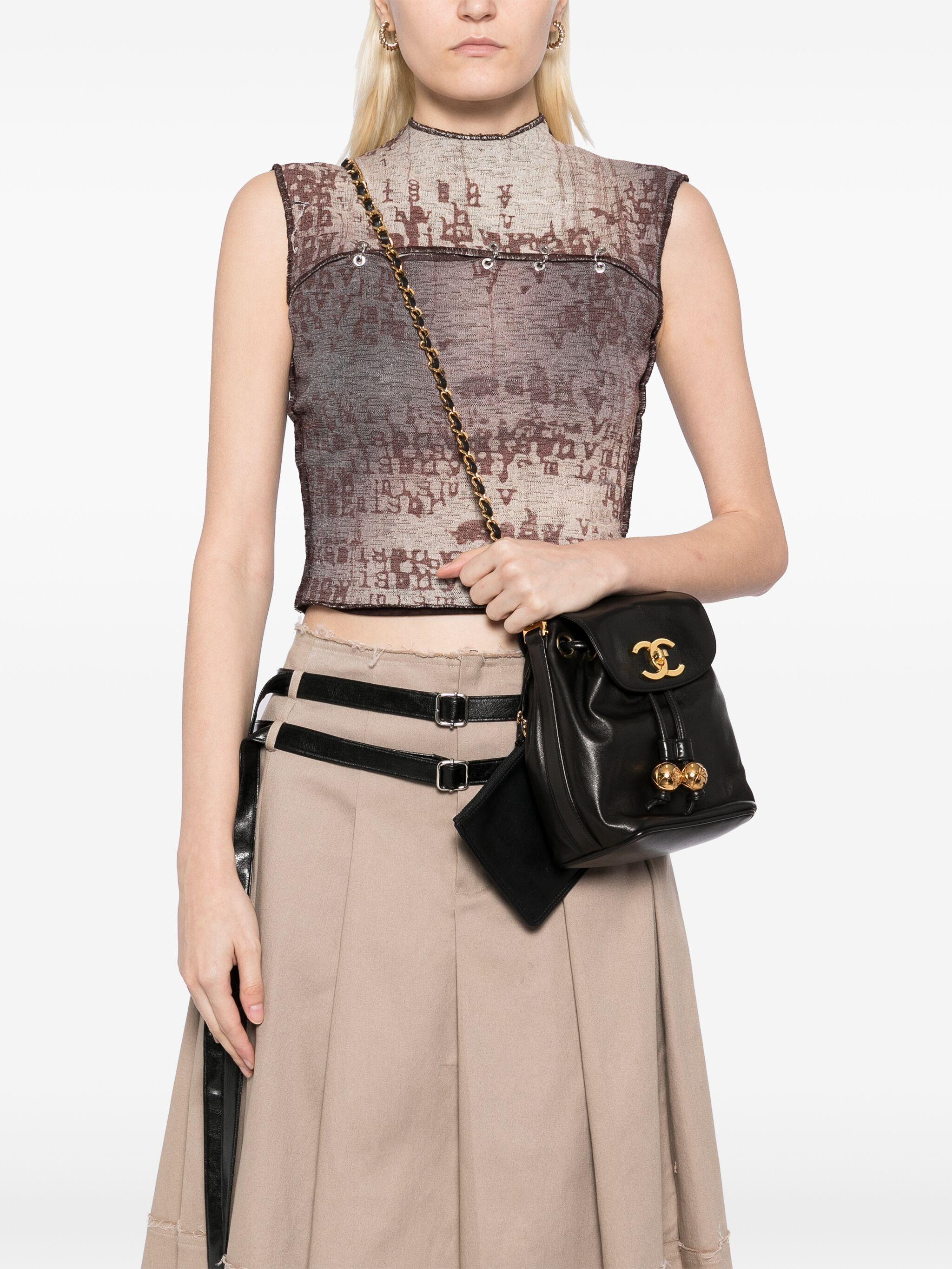 Chanel Mini 1994 Lambskin Rare Vintage Classic Flap Drawstring Crossbody Bag In Excellent Condition For Sale In Miami, FL