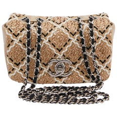 CHANEL Mini Bag in Beige Breaded Leather with Quilted Effect