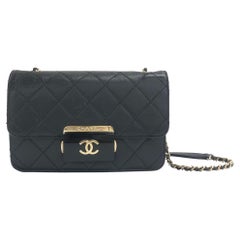 Chanel Mini Beauty Lock Flap Bag Black Lambskin Leather Chain Strap 2017