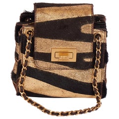 Chanel Mini Black/Gold Zebra Pony Hair Bag