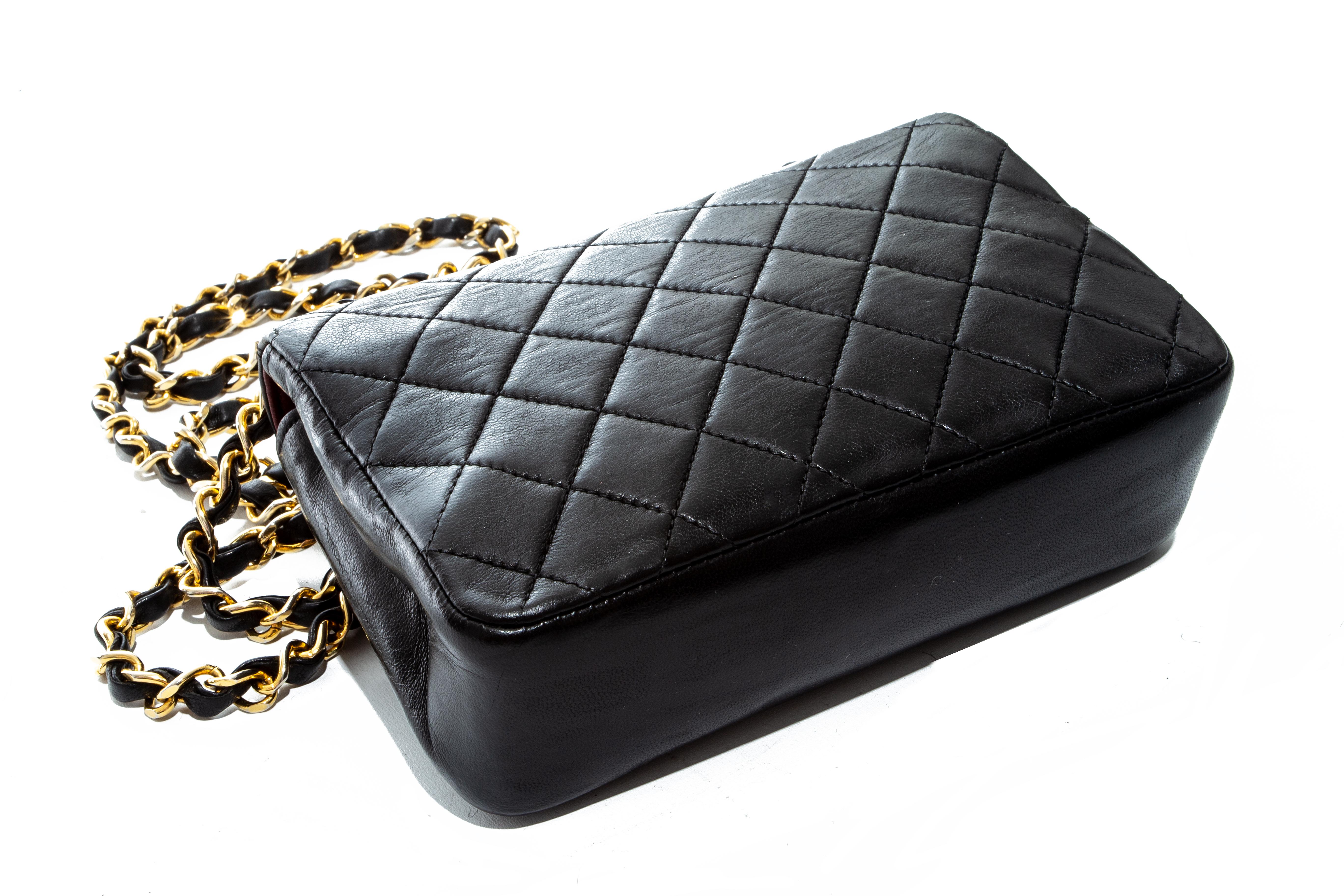 Chanel mini black quilted lambskin leather crossbody flap bag, c. 1986-8 2