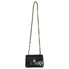Chanel mini black quilted lambskin leather crossbody flap bag, c. 1986-8