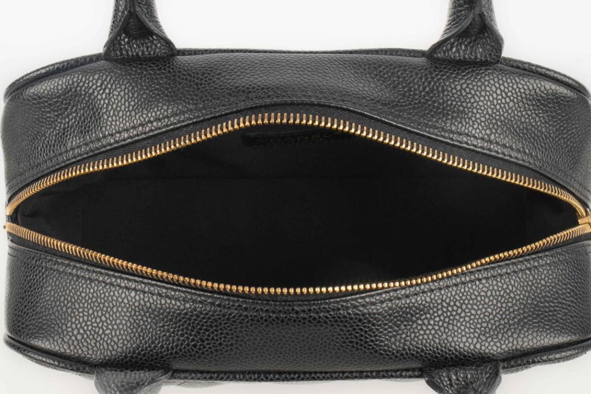 Chanel Mini Boston Black Quilted Caviar Grain Calfskin Bag, 2005/2006 For Sale 6