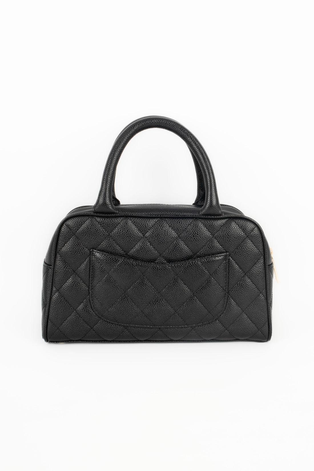 Women's Chanel Mini Boston Black Quilted Caviar Grain Calfskin Bag, 2005/2006 For Sale