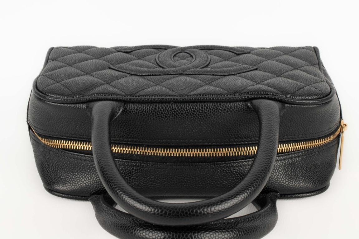 Chanel Mini Boston Black Quilted Caviar Grain Calfskin Bag, 2005/2006 For Sale 3