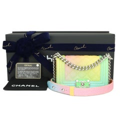 CHANEL Mini Boy Bag Rainbow Cuba Caviar with Shiny Silver Hardware 2017