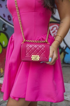 Chanel Mini Boy Fucsia Pelle Borsa a Tracolla