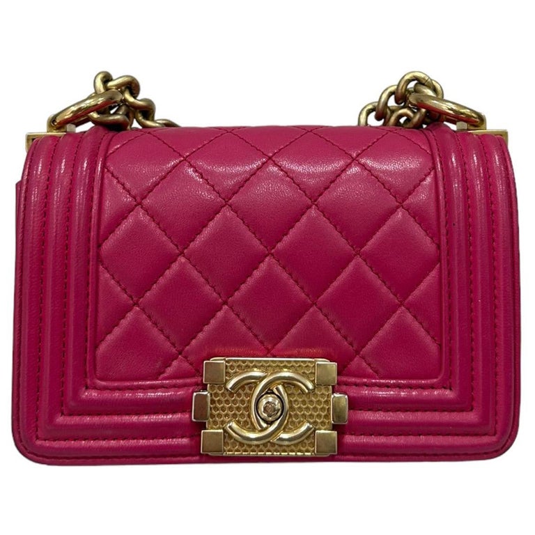 Pink Chanel Tracolla Mini Chanel Mini Boy Fucsia Pelle Borsa A
