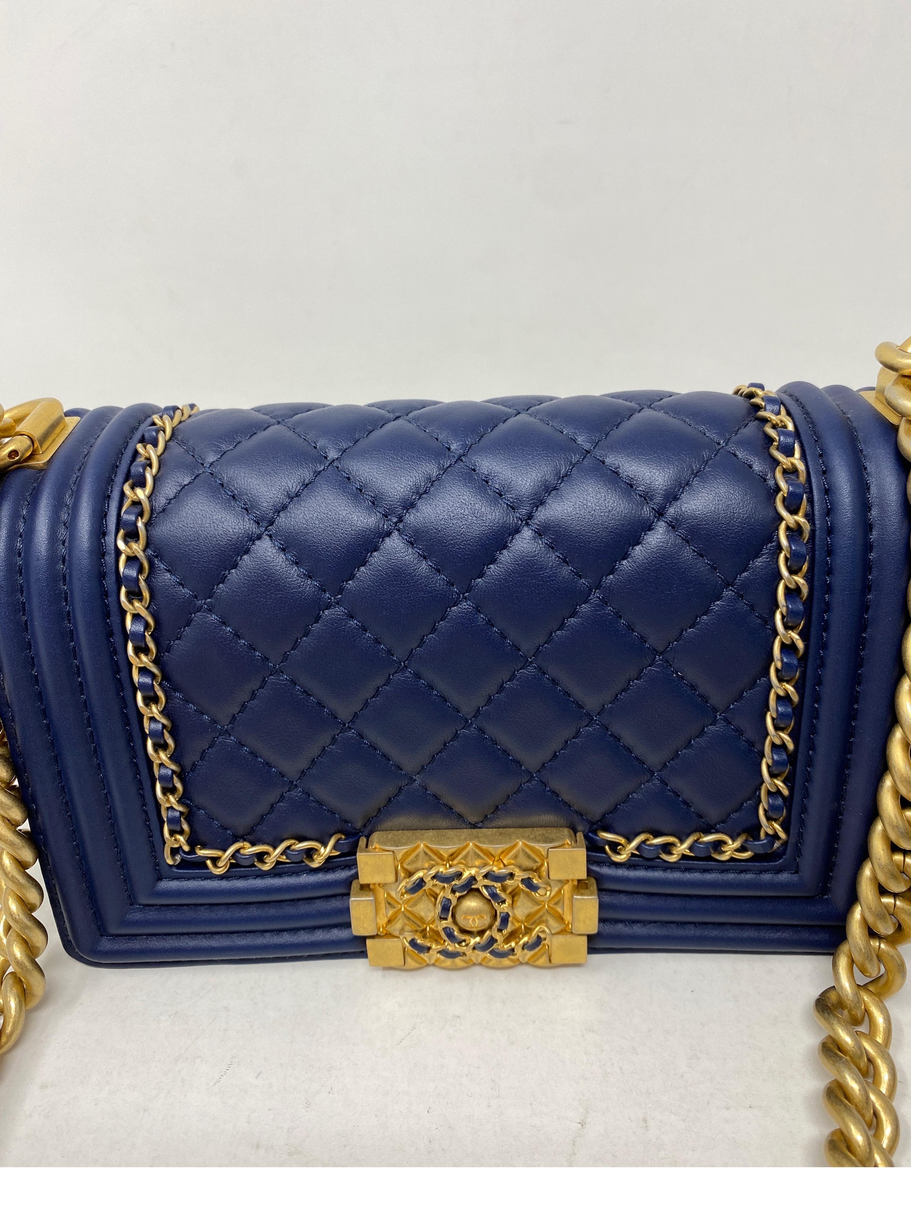 Women's or Men's Chanel Mini Boy Limited Edition Navy Bag
