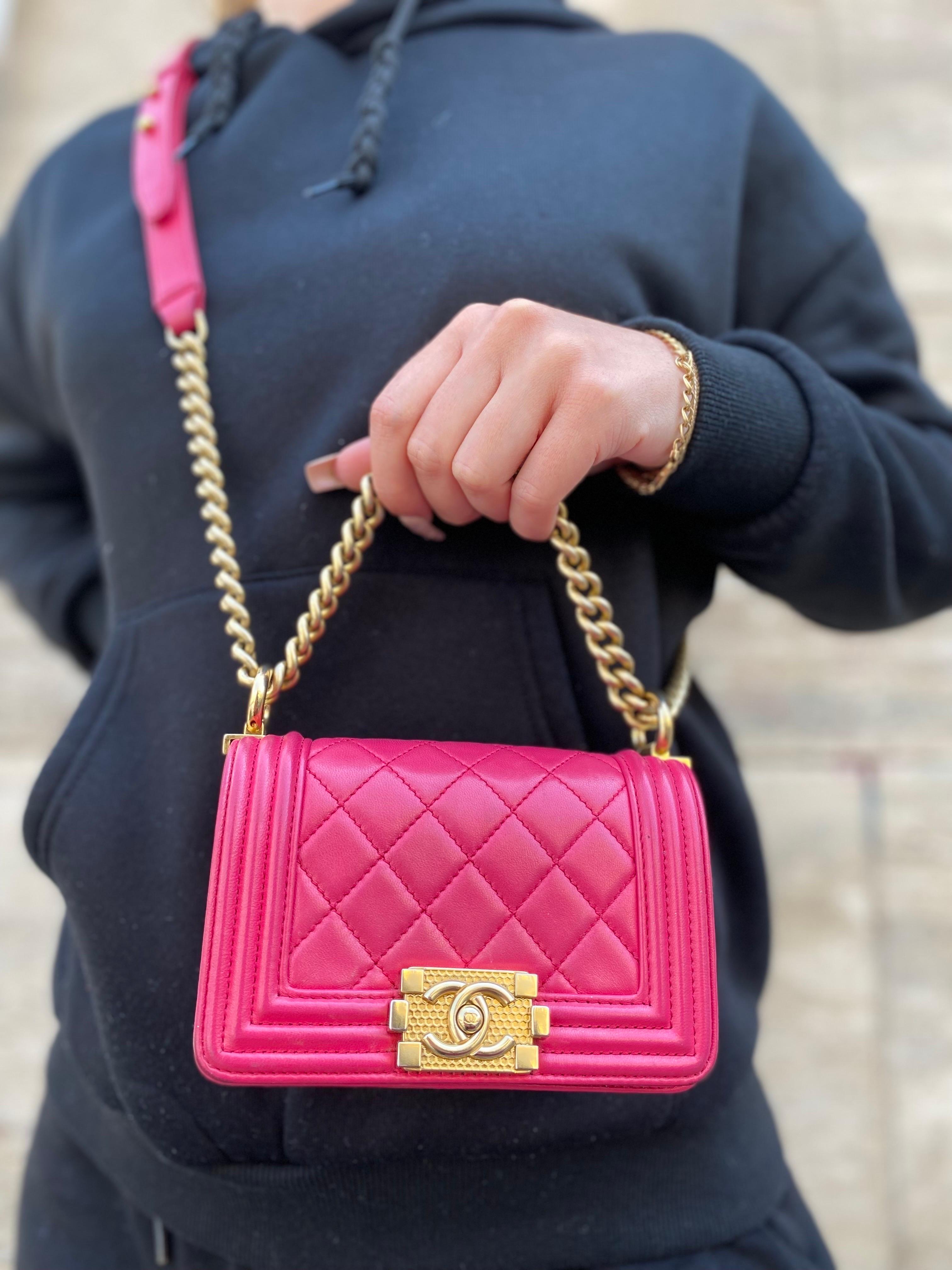 2017 Chanel Mini Boy Pink Small Shoulder Bag 4