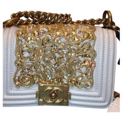 Chanel Bolso Mini Boy Versalles Bordado Oro Y Marfil
