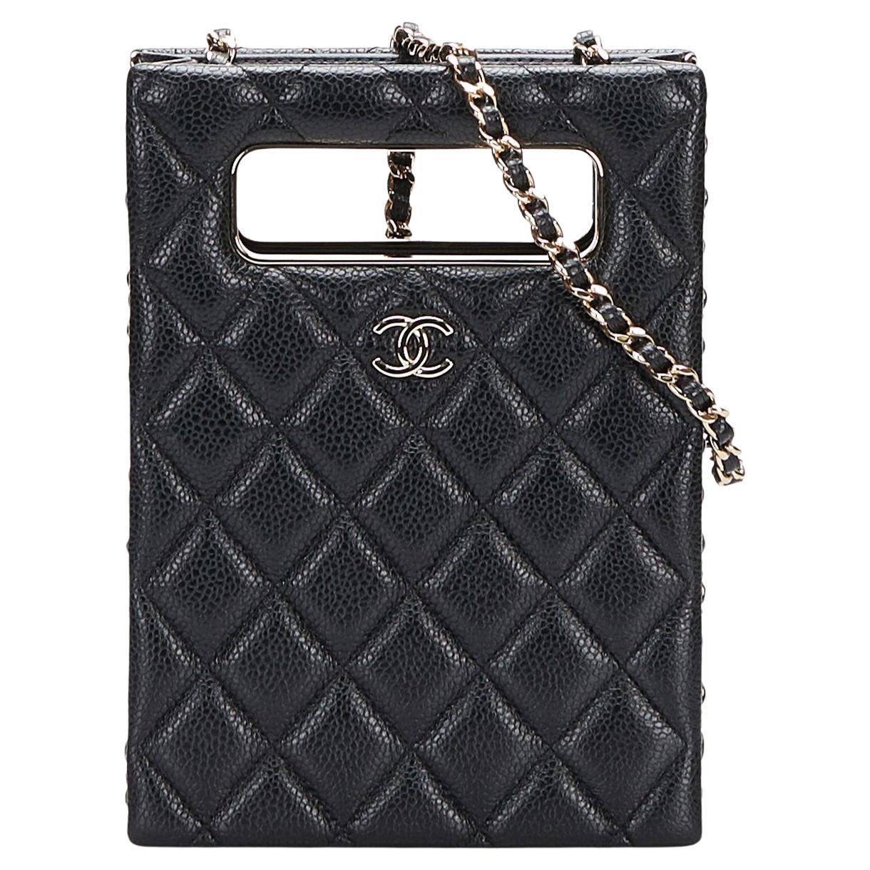 Chanel - Mini sac de soirée avec chaîne et découpe en forme de caviar en vente