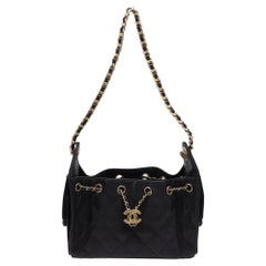 Chanel Mini Chanel 25 Caviar Quilted Handtasche aus schwarzem Leder
