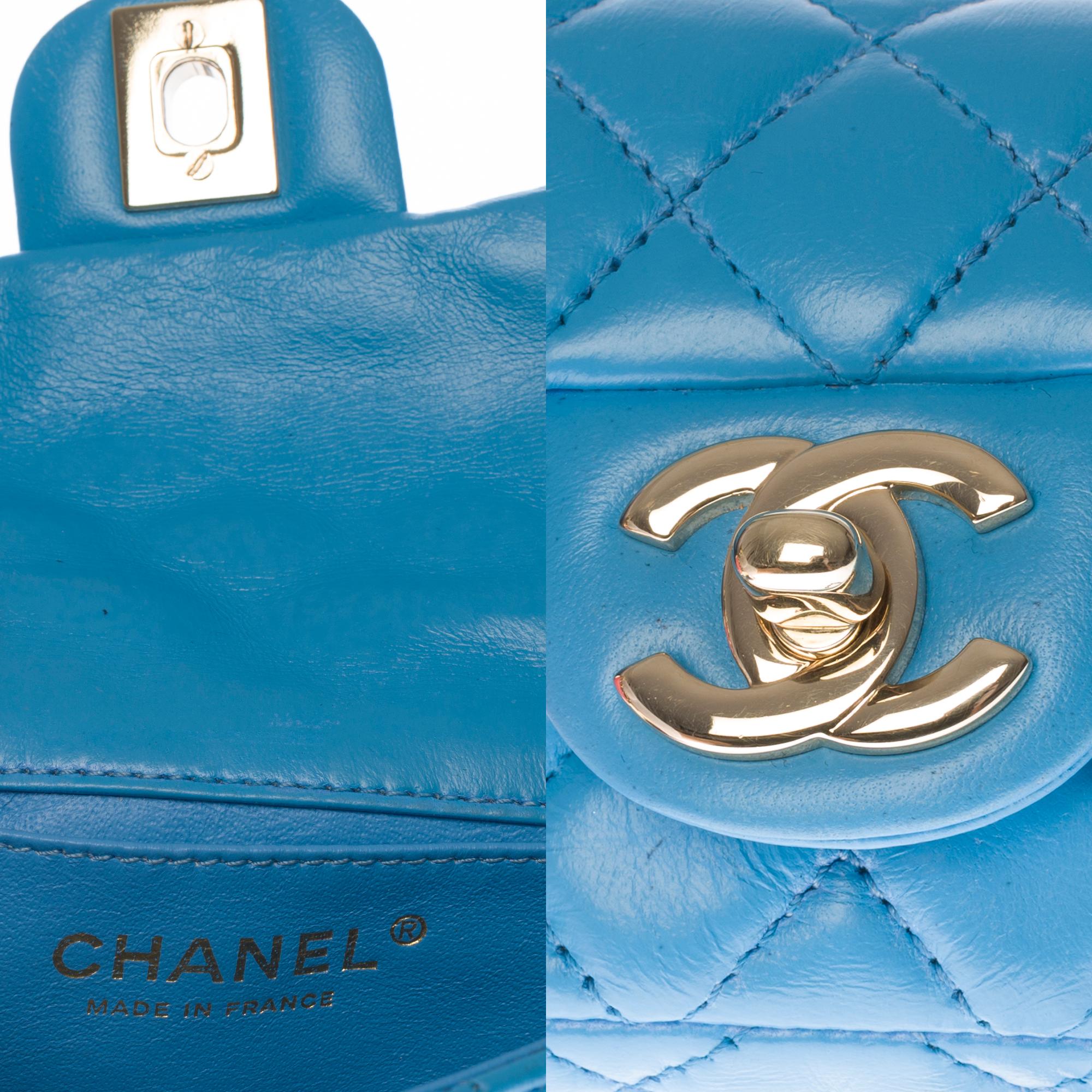Women's Chanel Mini Charms Shoulder bag in Blue quilted leather and silver hardware