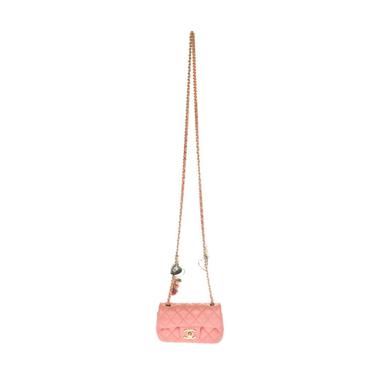 Chanel Mini Charms Shoulder bag in Pink quilted leather and gold ...