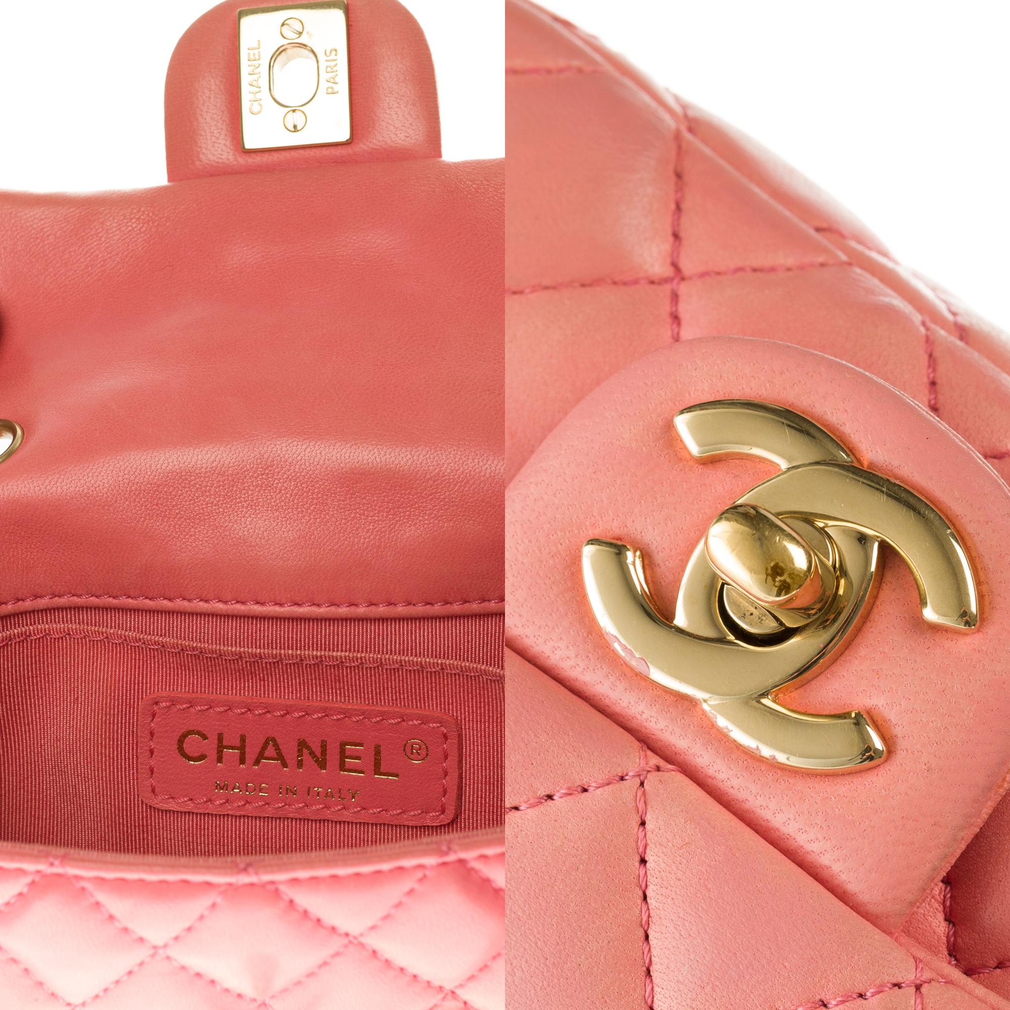 Orange Chanel Mini Charms Shoulder bag in Pink quilted leather and gold hardware