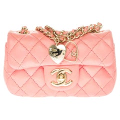 Chanel Mini Charms Shoulder bag in Pink quilted leather and gold ...