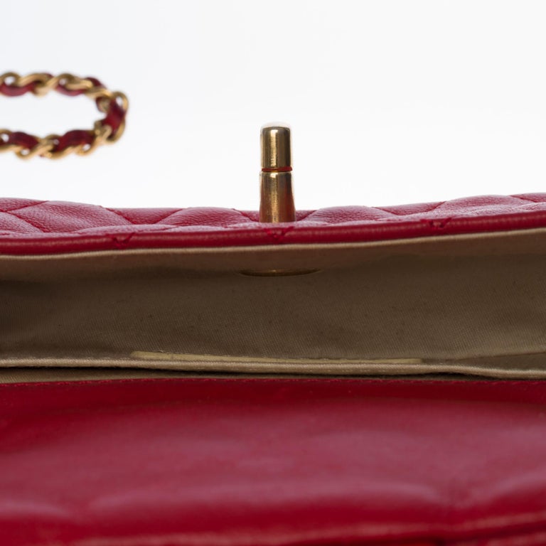 Chanel Mini Charms Shoulder bag in Red quilted leather and Gold hardware For Sale 5