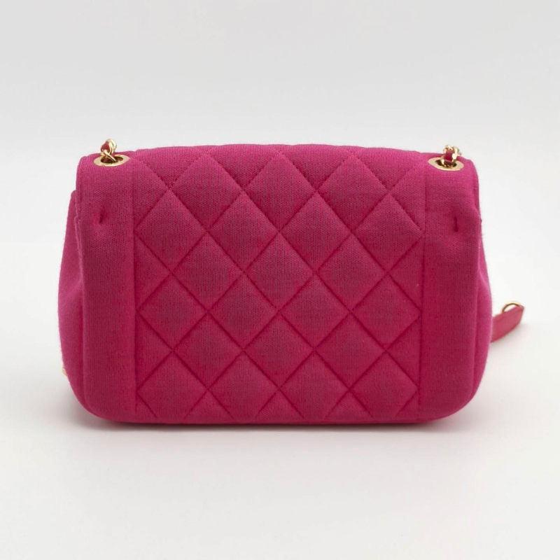Women's Chanel Mini Chic With Me Flap Bag Cotton Cloth Pink Fuchsia Crossbody Bag