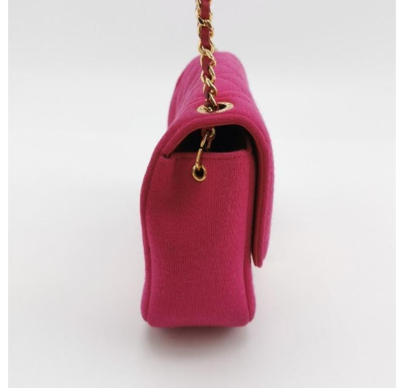 Chanel Mini Chic With Me Flap Bag Cotton Cloth Pink Fuchsia Crossbody Bag 1