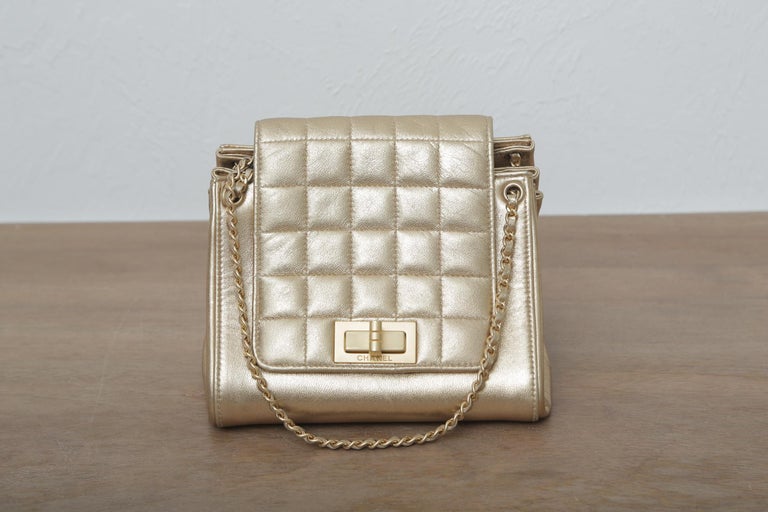 Chanel Mini Chocolate Bar Gold Accordion Flap Bag at 1stDibs