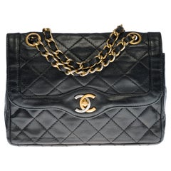 Chanel Mini Classic double flap shoulder bag in black quilted leather, GHW