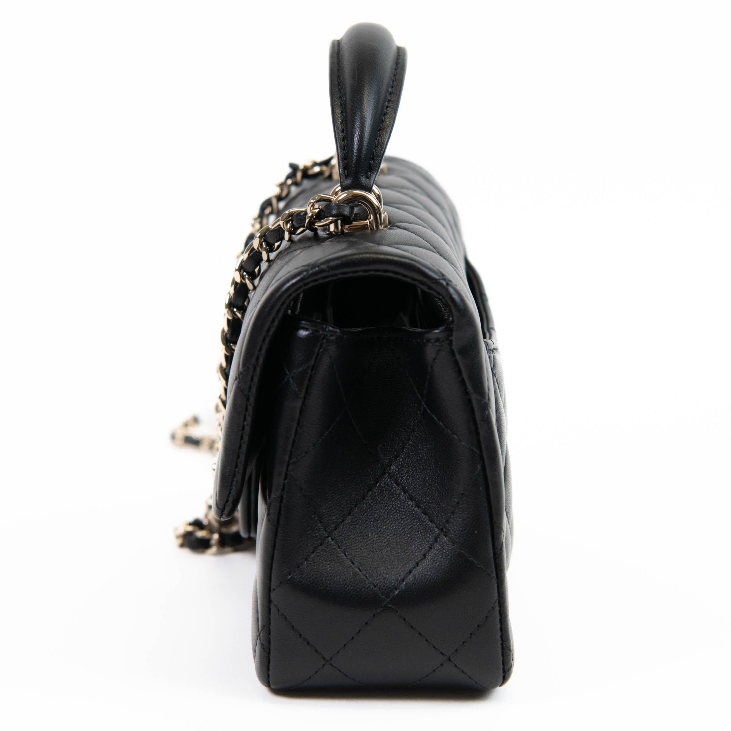 Chanel Mini Classic Rectangular Flap Bag Black Lambskin Light Gold Hardware 1