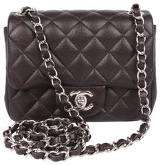 Chanel Mini Classic Silver - dark brown