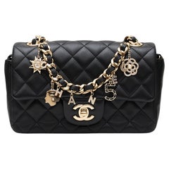 Chanel Mini Coco Charms Flap Bag Black