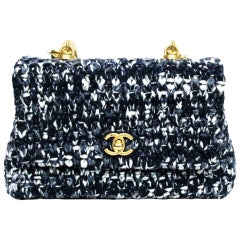 Chanel Mini Coco en tweed bleu - Sac à main supérieur