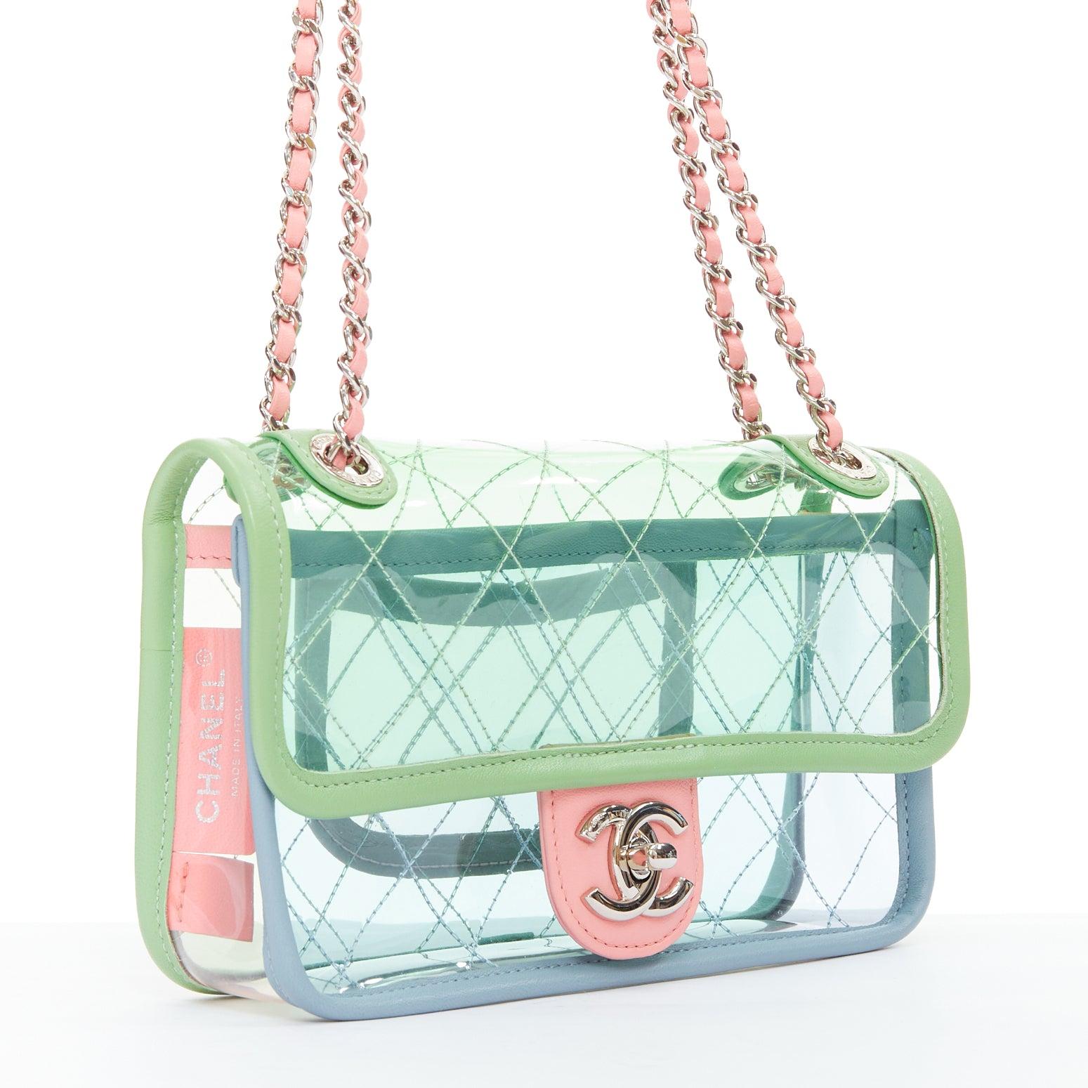 Gray CHANEL Mini Coco Splash Runway pastel PVC flap crossbody bag