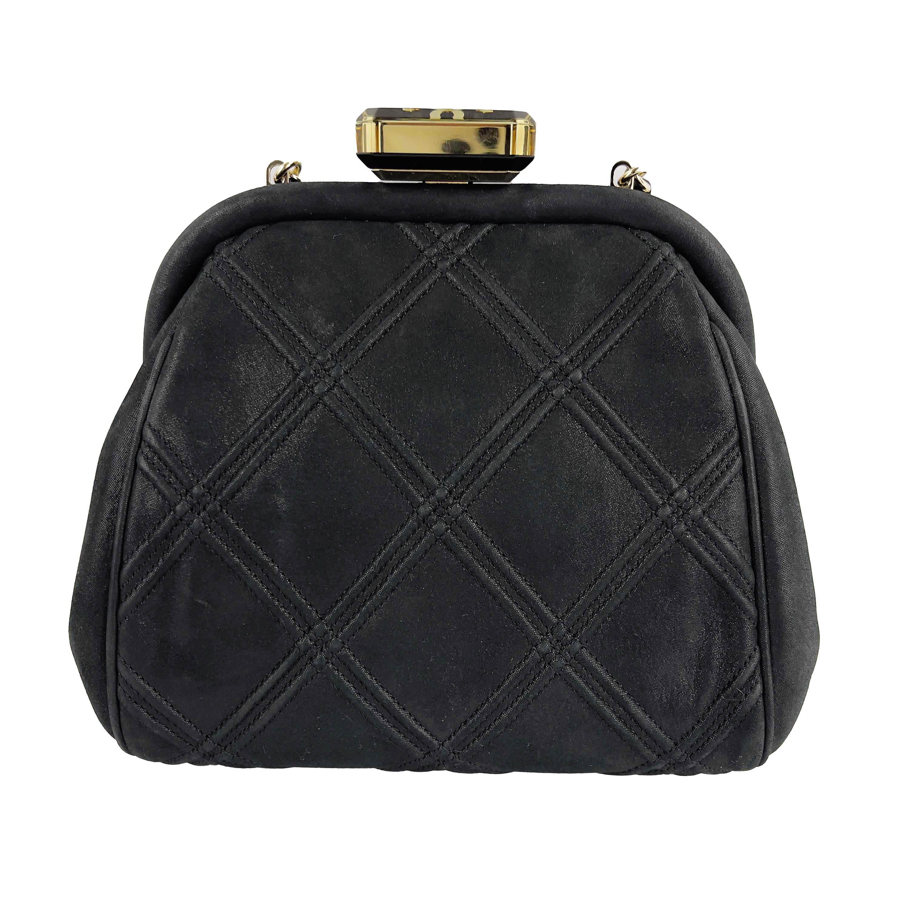 CHANEL Mini Crossbody Clutch Black Quilted /Goldtone 'CHANEL